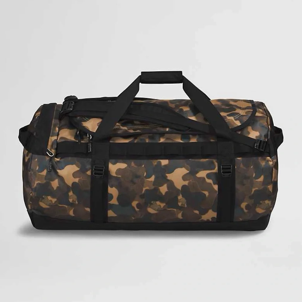 The North Face Base Camp Duffel Bag In Taupe Green Camo/Black